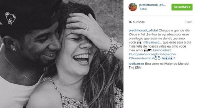 Agora jogador do Fla, Rodinei comemora casamento em rede social
