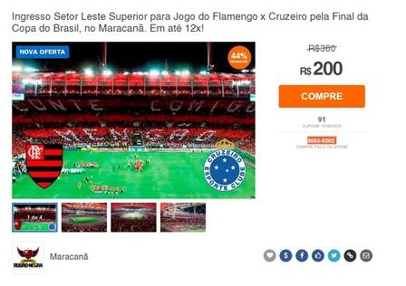 Site vende ingressos mais baratos para final entre Flamengo e Cruzeiro e é opção para quem não é ST