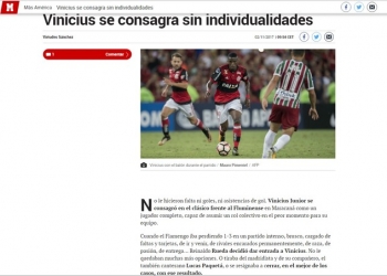 Jornal espanhol rasga elogios a Vinicius Jr após Fla-Flu: "Jogador completo"