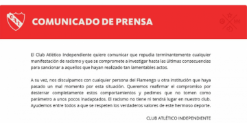 Independiente pede desculpas ao Fla por gesto racista de torcedor
