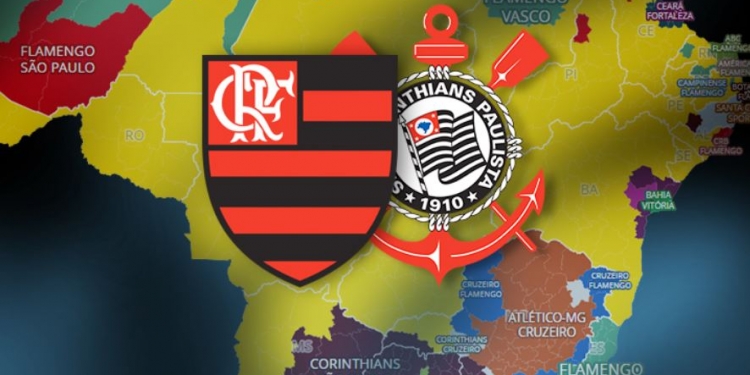 Mapa revela times mais curtidos em todas cidades do Brasil; Fla e Corinthians dominam