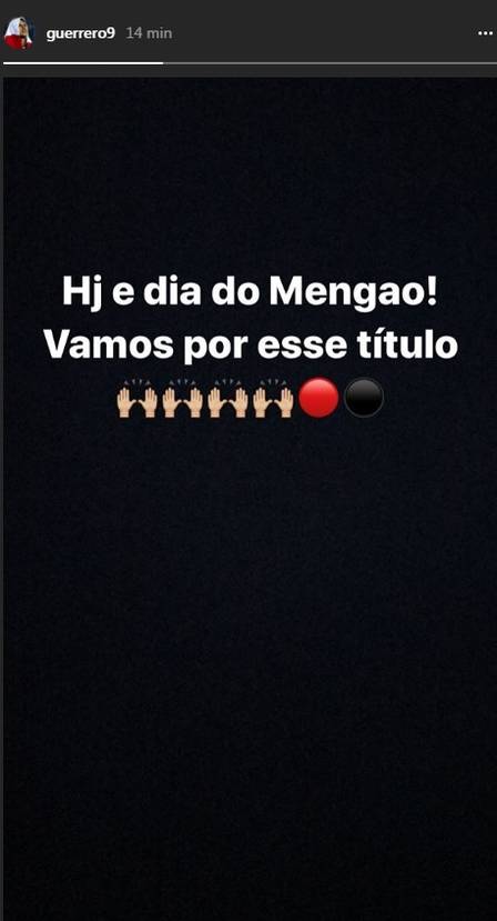 Fora da final, Guerrero posta apoio ao Fla em rede social: ‘Vamos por esse título’