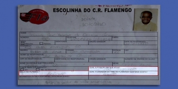 Ficha mostra Vinicius Junior como lateral esquerdo na escolinha do Flamengo