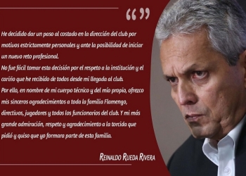 Em carta de despedida, Rueda agradece carinho e garante respeito pelo Fla