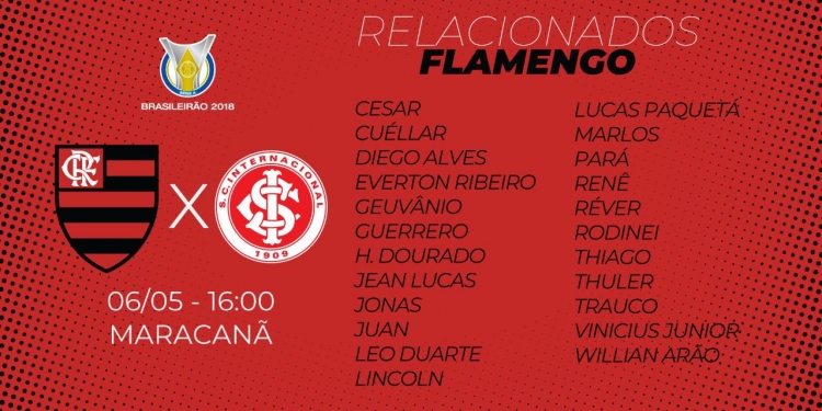 Com Guerrero, Flamengo divulga lista de relacionados