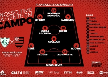 Flamengo escala força máxima para enfrentar o América-MG no Independência