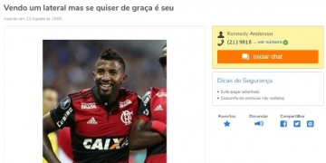 Rodinei é 'colocado à venda' por torcedor em site: "Lateral e humorista"