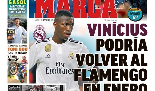 Jornal diz que Vinicius Jr pode voltar ao Flamengo por empréstimo em janeiro