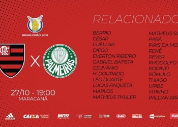 Flamengo deixa Diego Alves fora da partida contra o Palmeiras; veja a lista de relacionados