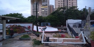 Temporal causa estragos e fecha sede do Flamengo na Gávea; veja fotos