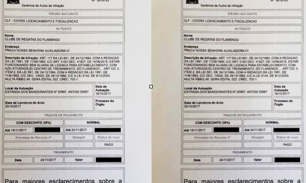 Uma infração fez prefeitura autuar 31 vezes o Fla, que diz ter recebido 10