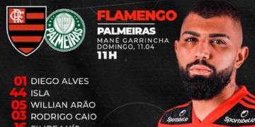 Saiu! Flamengo divulga escalação para encarar o Palmeiras pela Supercopa do Brasil 2021
