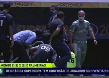 Cenas lamentáveis: Supercopa do Brasil termina com briga e pancadaria entre jogadores de Flamengo e Palmeiras