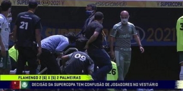 Cenas lamentáveis: Supercopa do Brasil termina com briga e pancadaria entre jogadores de Flamengo e Palmeiras