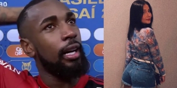 Namorada ‘dedura’ Gerson por ficar acordado na madrugada França para assistir ao Flamengo: ‘Teve batida no peito’