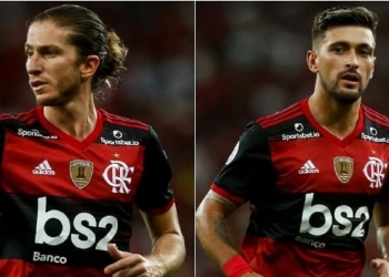Filipe Luís puxa a fila e mais reforços treinam no gramado para reforçar o Flamengo contra o Guayaquil