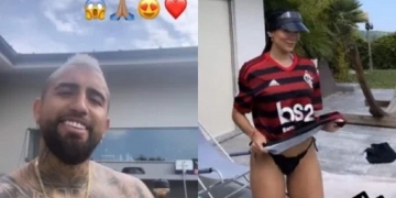 Mulher de Arturo Vidal surge em vídeo dançando funk com a camisa do Flamengo e leva torcedores à loucura