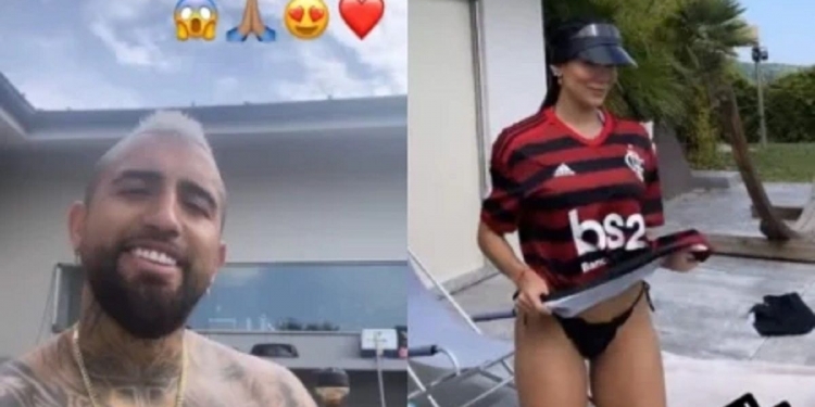 Mulher de Arturo Vidal surge em vídeo dançando funk com a camisa do Flamengo e leva torcedores à loucura