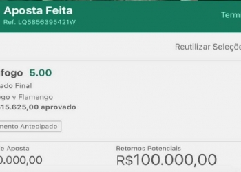 Influencer aposta R$ 20 mil em vitória do Botafogo sobre o Flamengo e pode faturar até R$ 100 mil