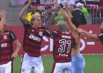 Torcedor do Flamengo invade o gramado sem ser notado, comemora classificação com os jogadores e termina a noite na delegacia